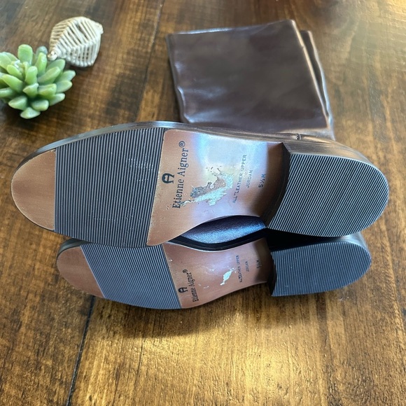 Etienne Aigner | Brown Genuine Leather Knee High Riding Boots, Size 5.5 - Picture 4 of 8